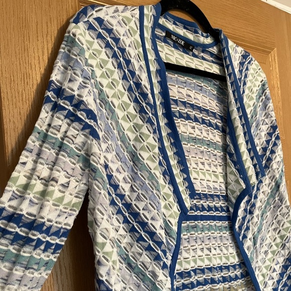 Nic +Zoe Prism Blue White Stripe Drapey
Cardigan Sweater - Picture 4 of 10